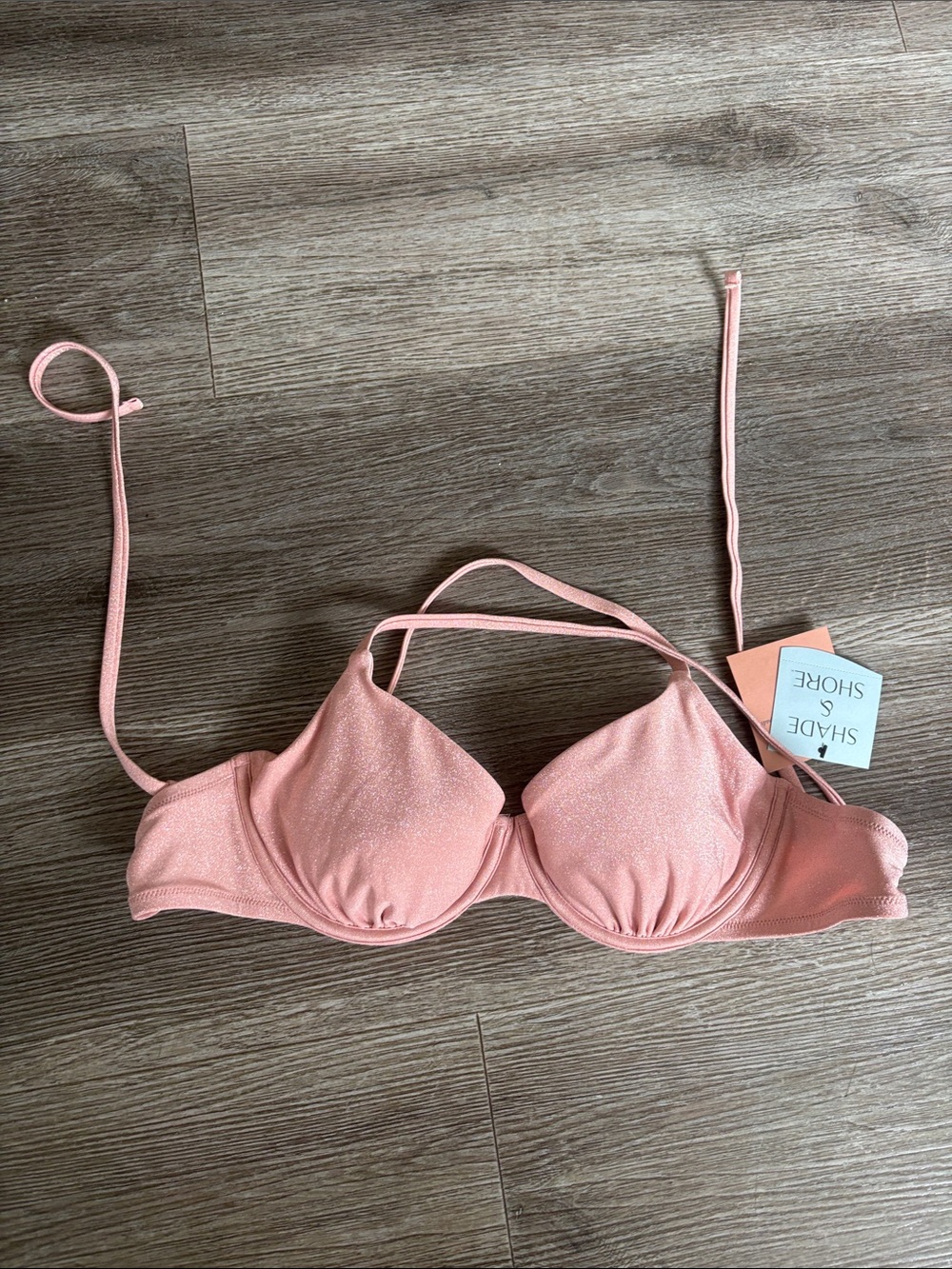 Shade & Shore Blush Pink Shimmery Underwire Bikini Top